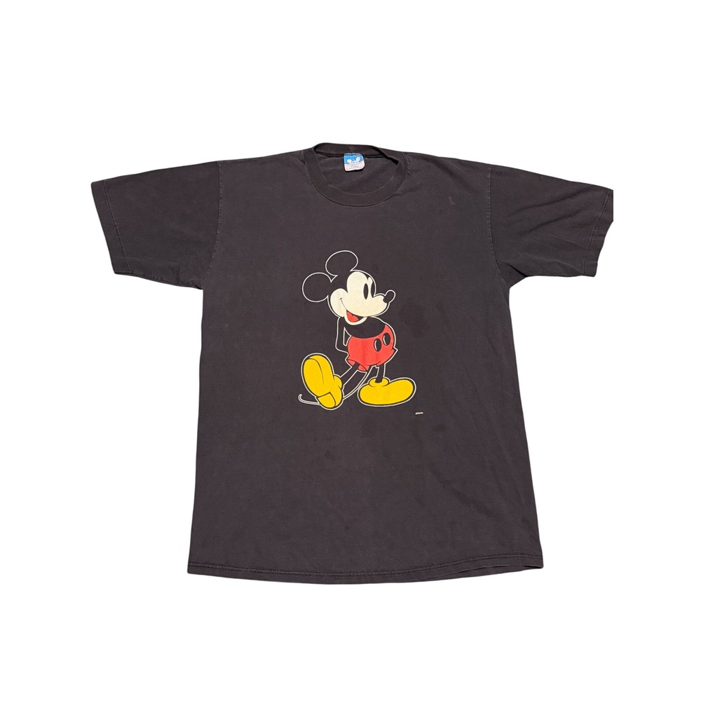 Vintage 80s Disney Mickey Mouse T Shirt XL Single Stitch Faded Black Made in USA
